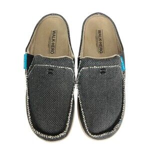 Walk-Hero Women's Siesta Comfort Orthopedic Mules Clogs  Size 8.5  Gray Canvas